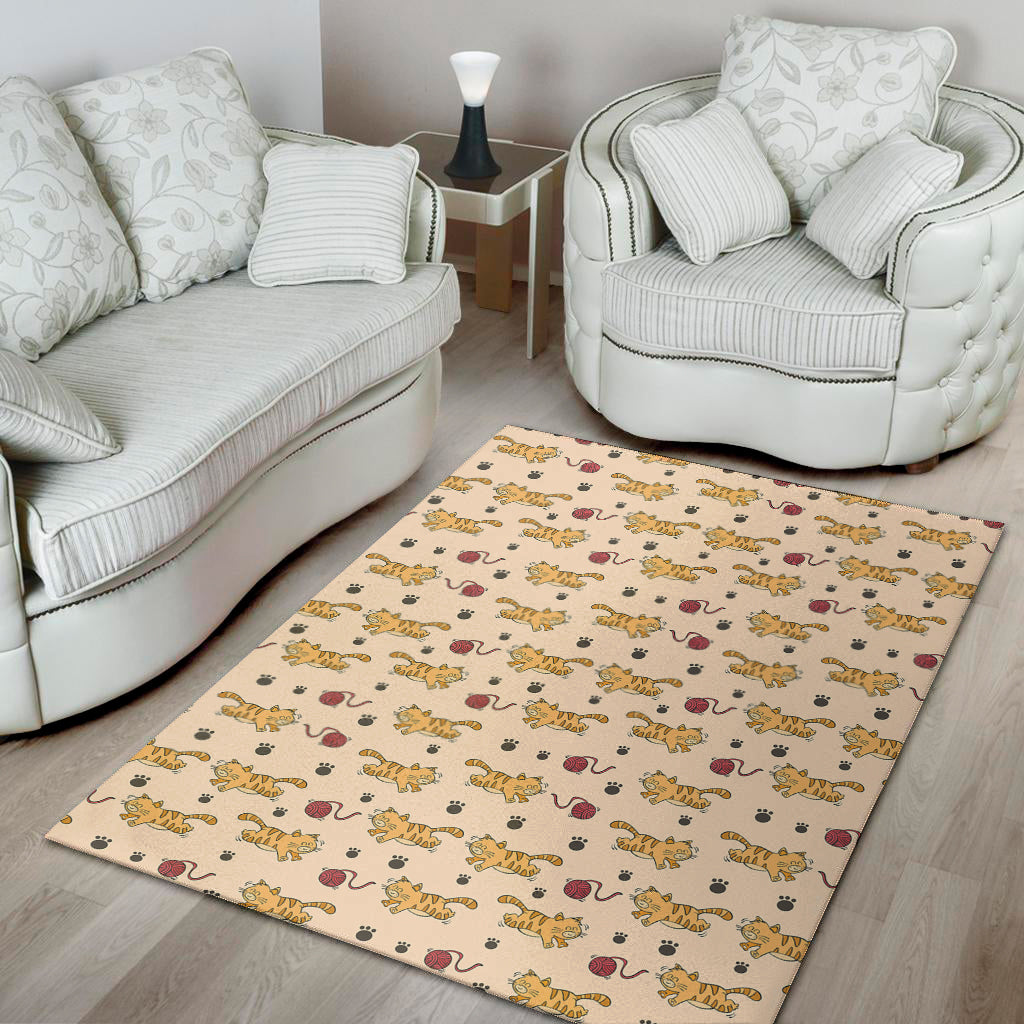 Cat And Yarn Ball Pattern Print Area Rug