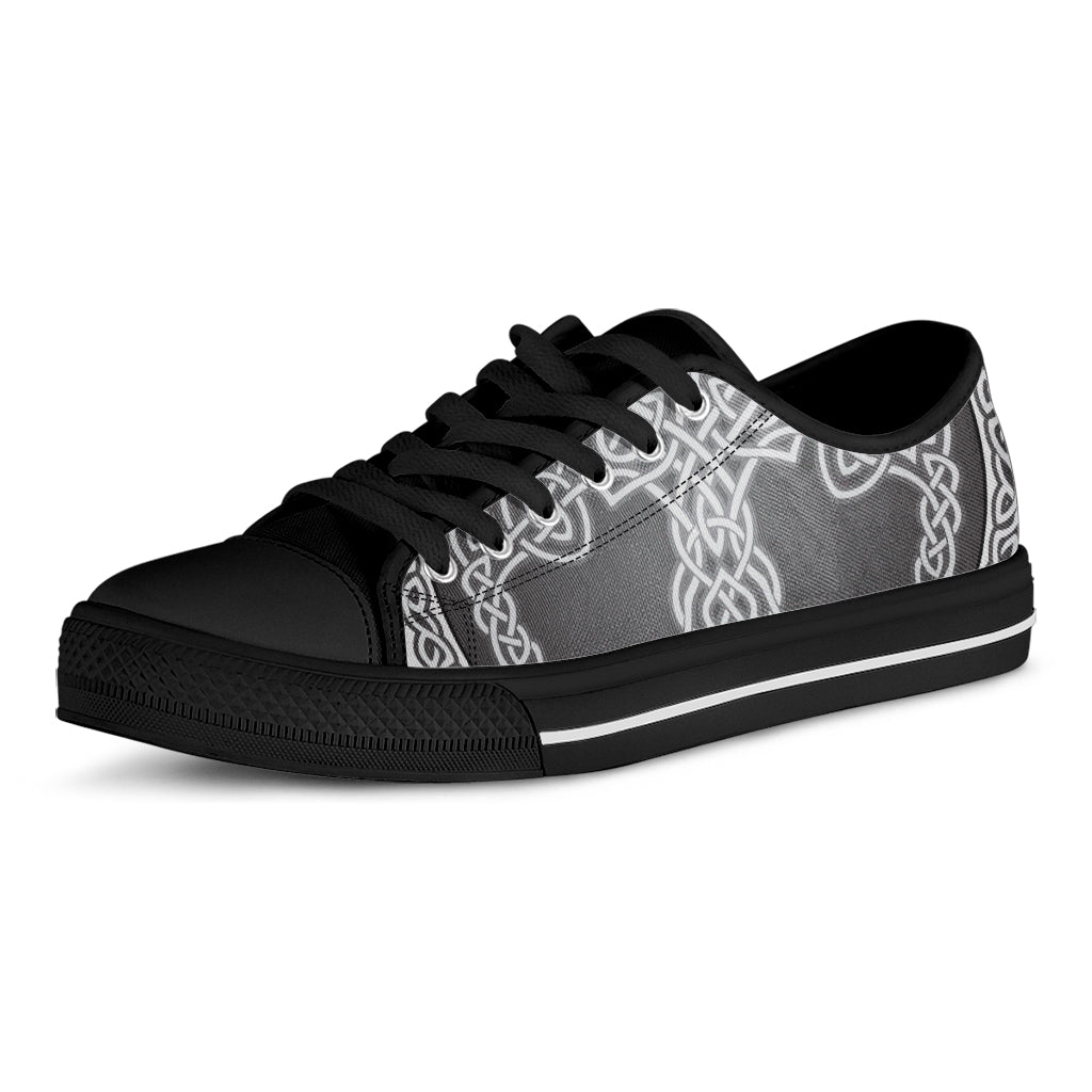 Celtic Knot Tree Of Life Print Black Low Top Shoes