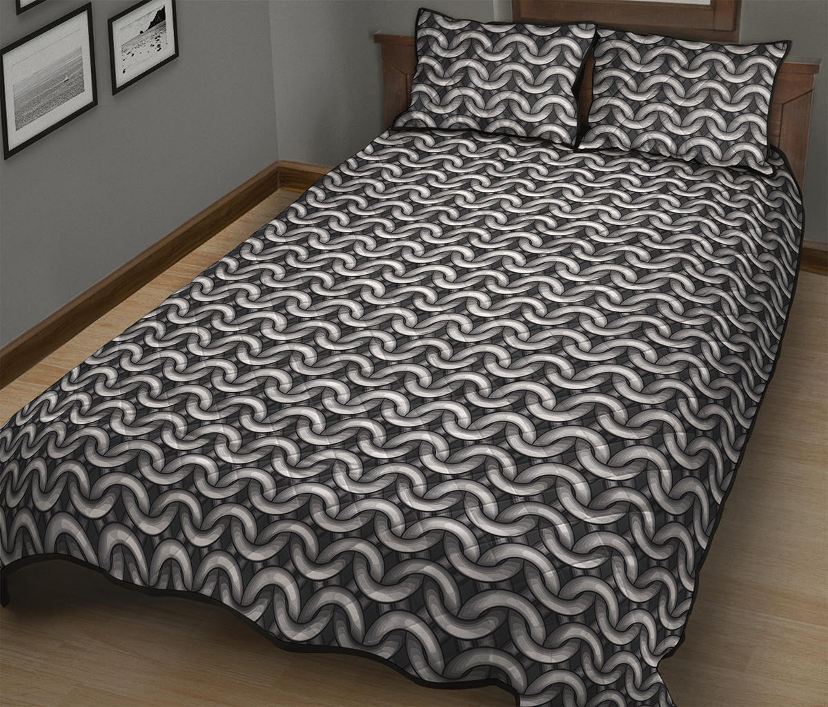 Chainmail Print Quilt Bed Set