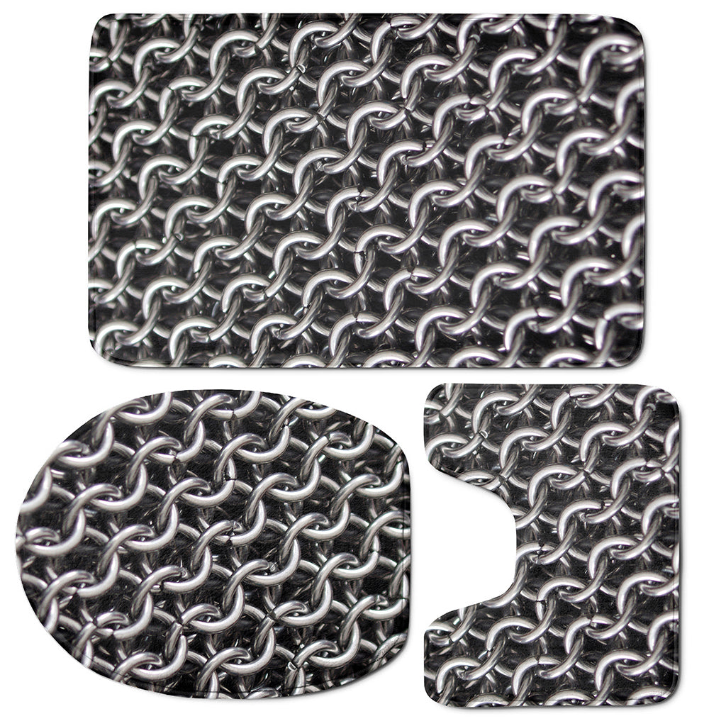 Chainmail Ring Pattern Print 3 Piece Bath Mat Set