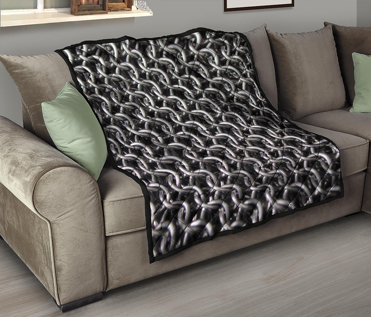 Chainmail Ring Pattern Print Quilt