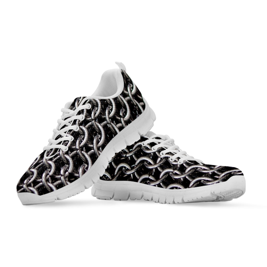 Chainmail Ring Pattern Print White Sneakers