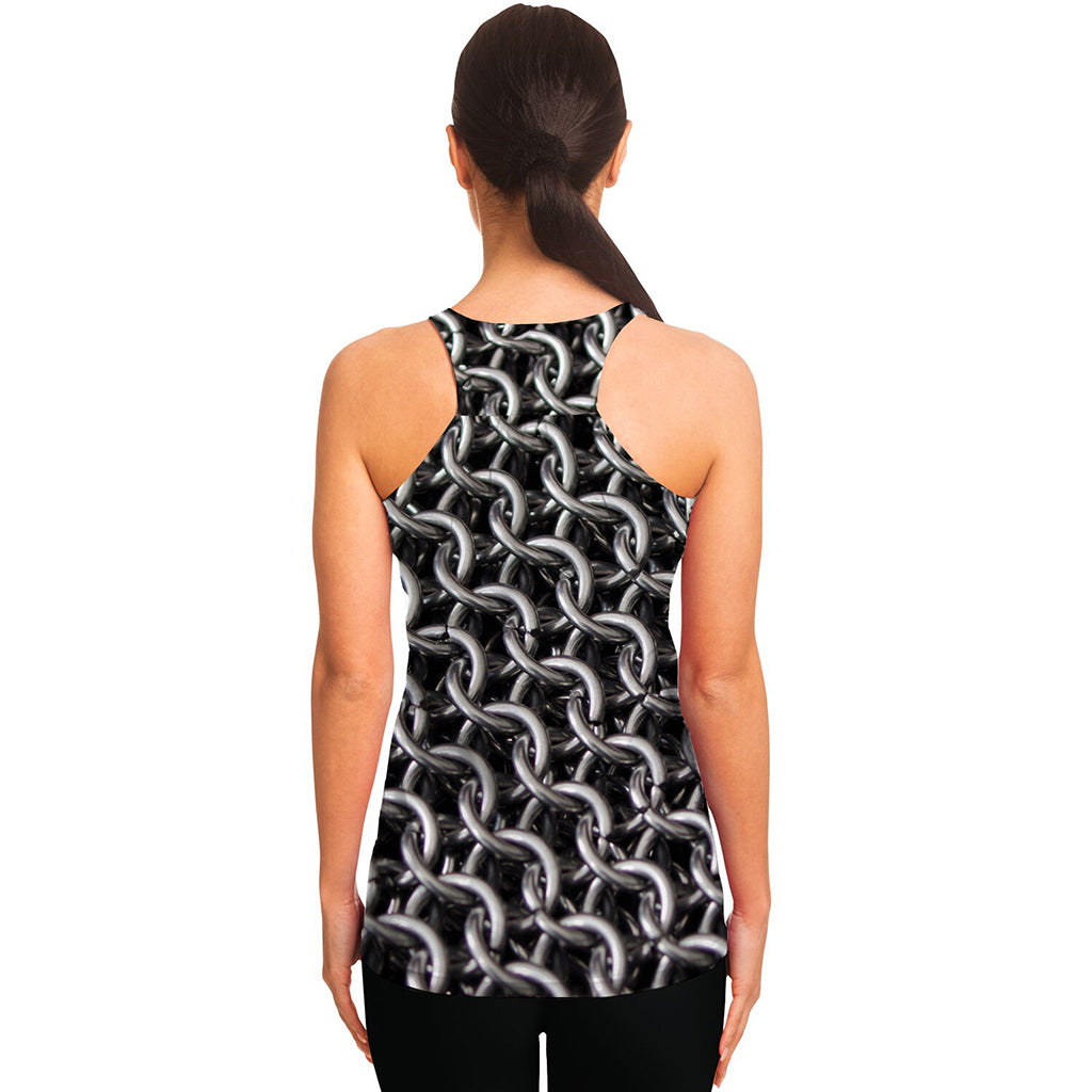 Chainmail Ring Pattern Print Women's Racerback Tank Top
