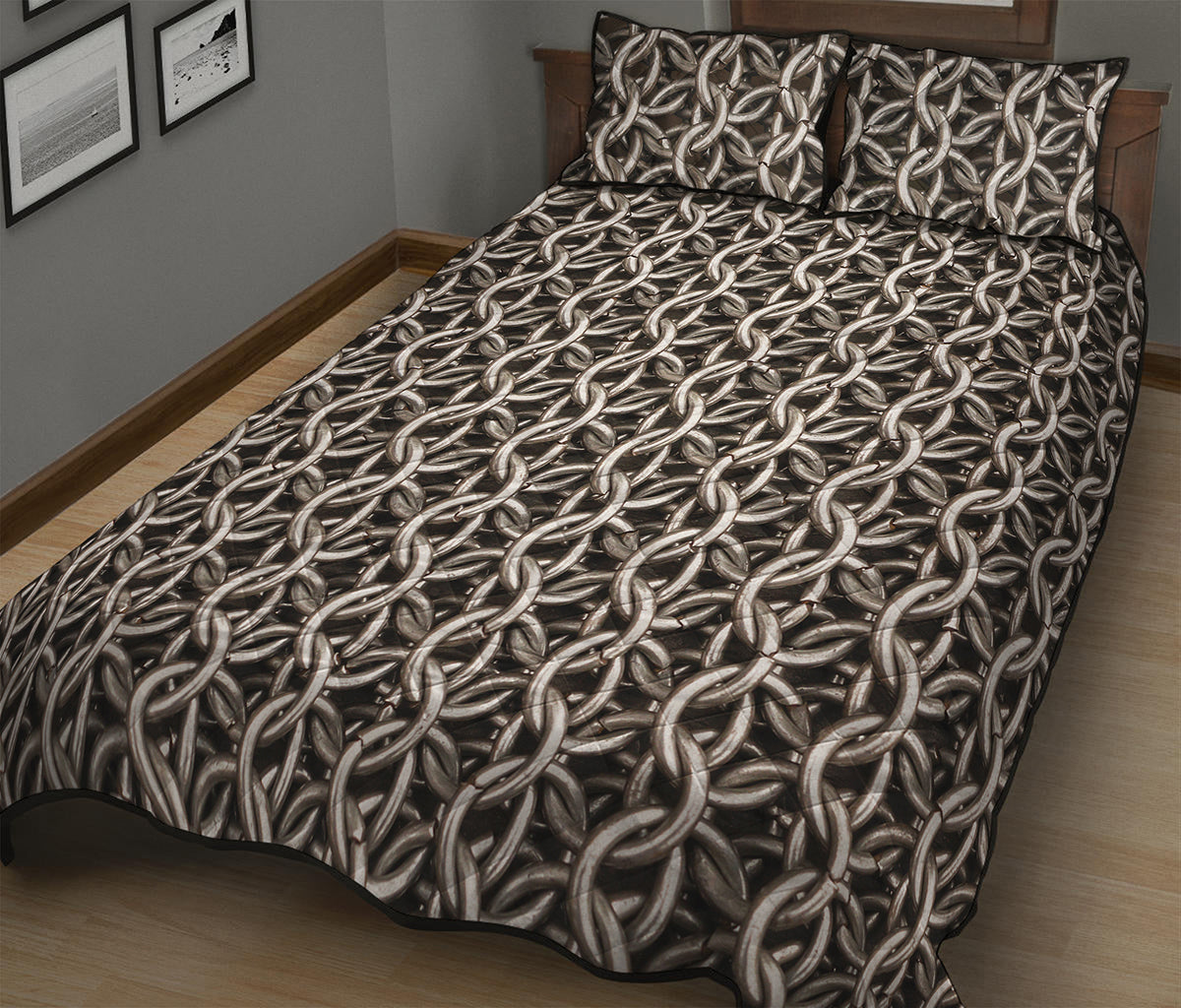 Chainmail Ring Print Quilt Bed Set