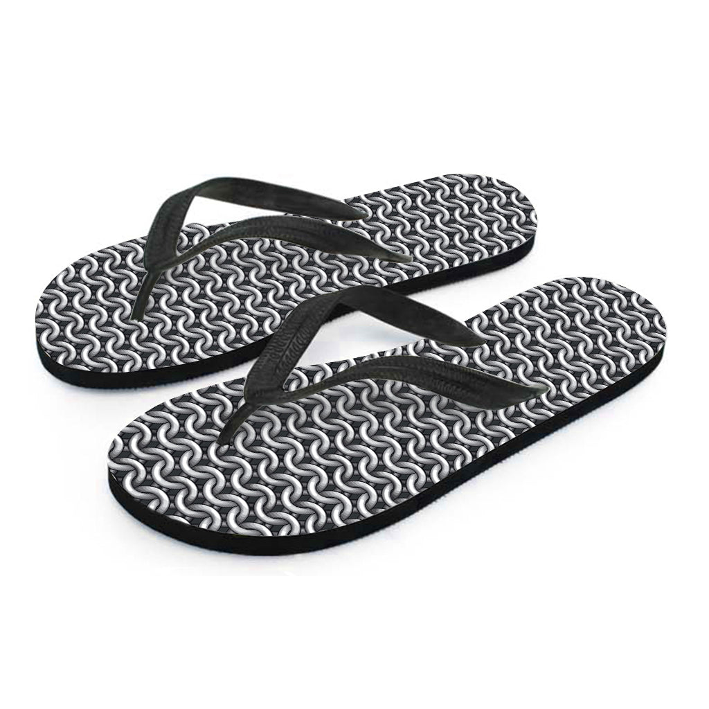 Chainmail Texture Print Flip Flops