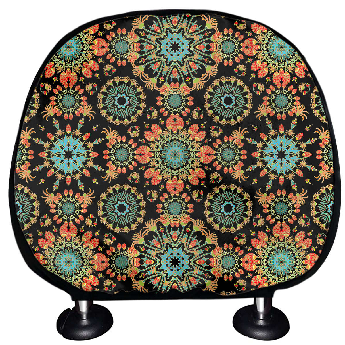 Chaotic Boho Floral Pattern Print Car Headrest Covers