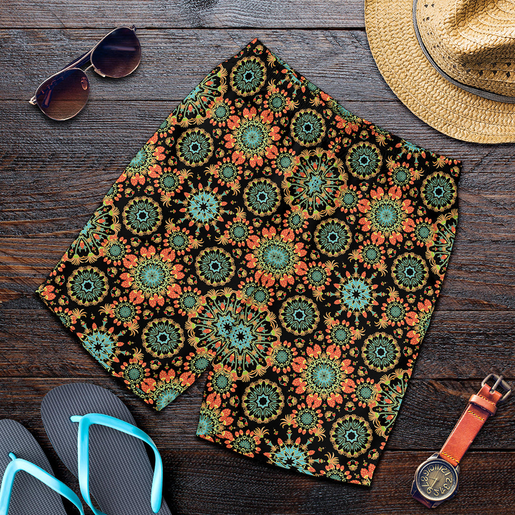 Chaotic Boho Floral Pattern Print Men's Shorts