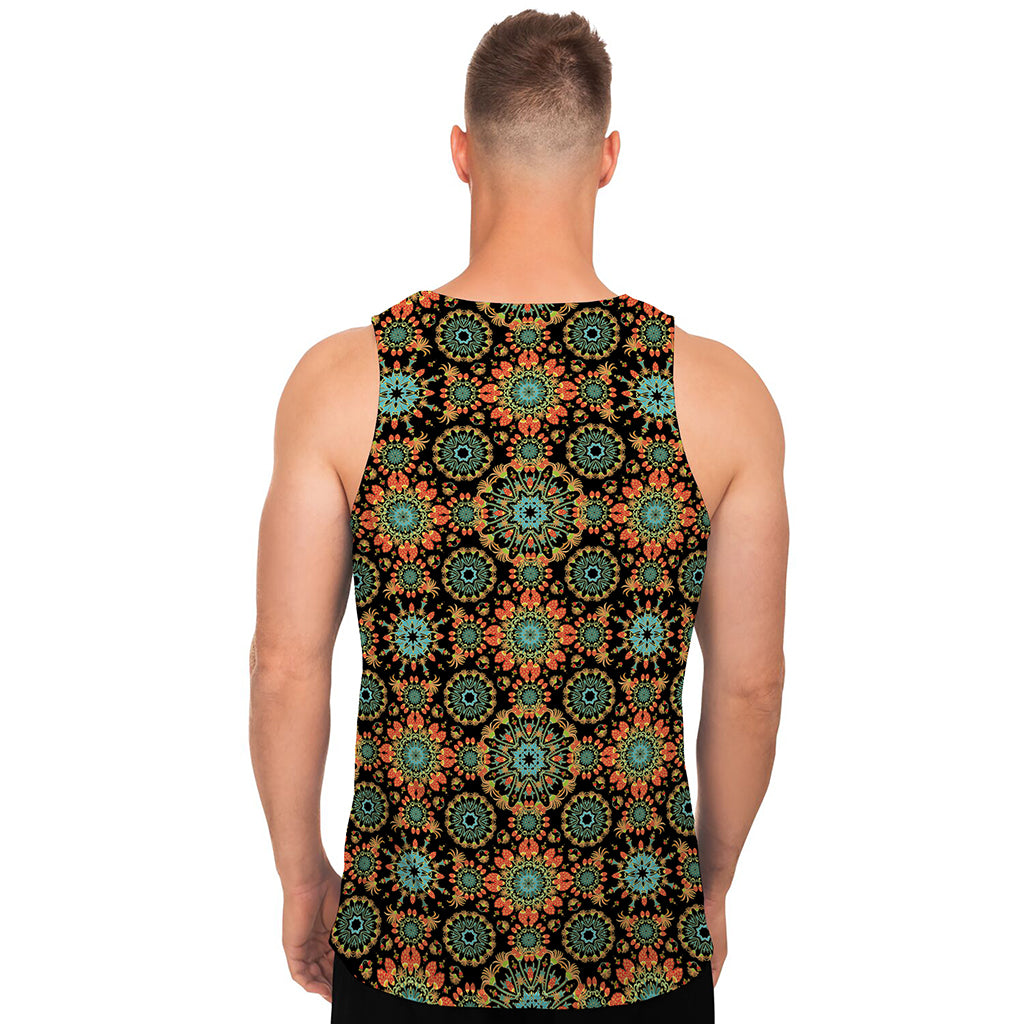Chaotic Boho Floral Pattern Print Men's Tank Top