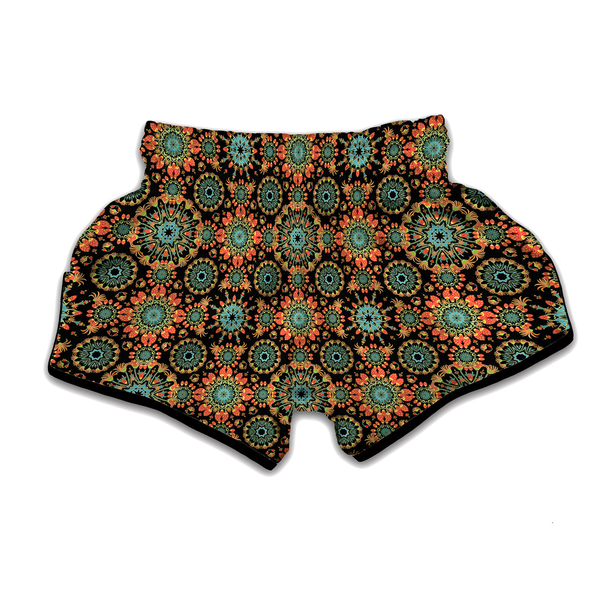 Chaotic Boho Floral Pattern Print Muay Thai Boxing Shorts
