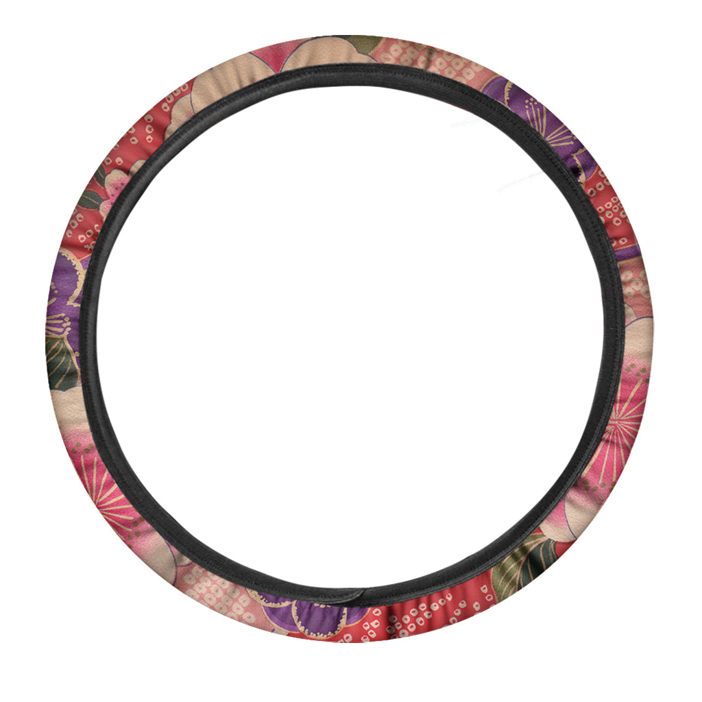Cherry Blossom Kimono Pattern Print Car Steering Wheel Cover