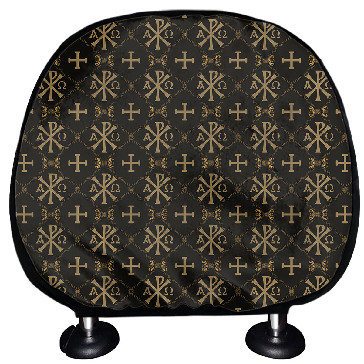 Chi Rho Orthodox Pattern Print Car Headrest Covers