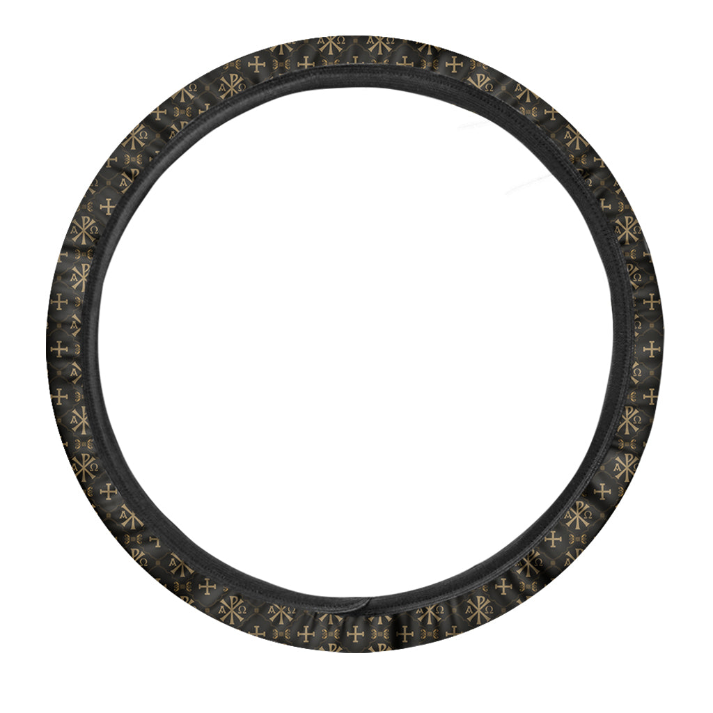 Chi Rho Orthodox Pattern Print Car Steering Wheel Cover