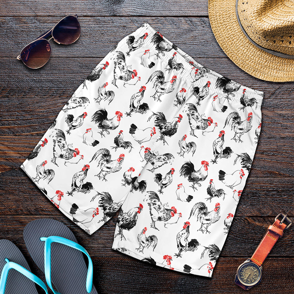 Chicken Ink Painting Pattern Print Men's Shorts