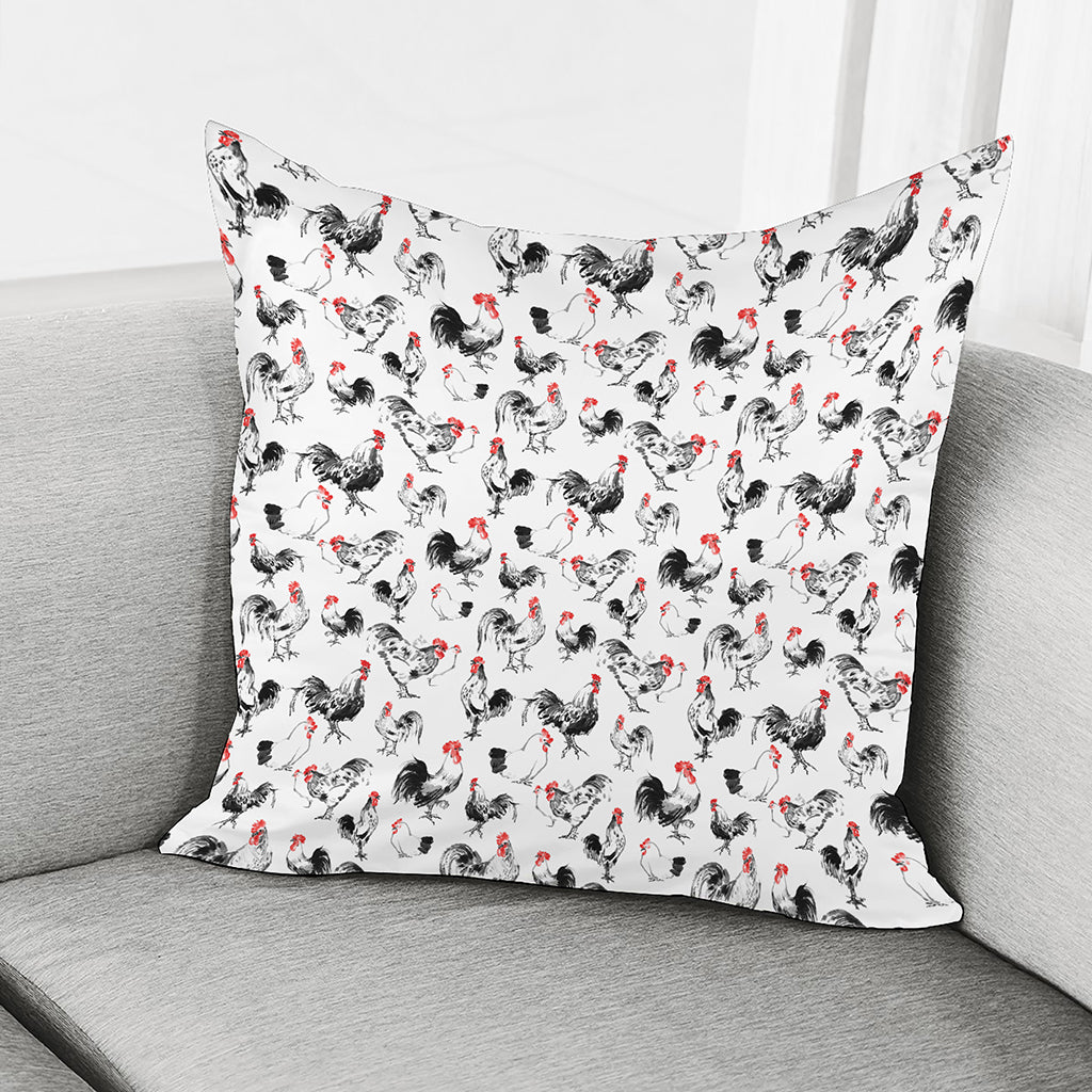 Chicken Ink Painting Pattern Print Pillow Cover
