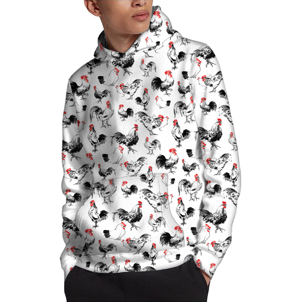 Chicken Ink Painting Pattern Print Pullover Hoodie