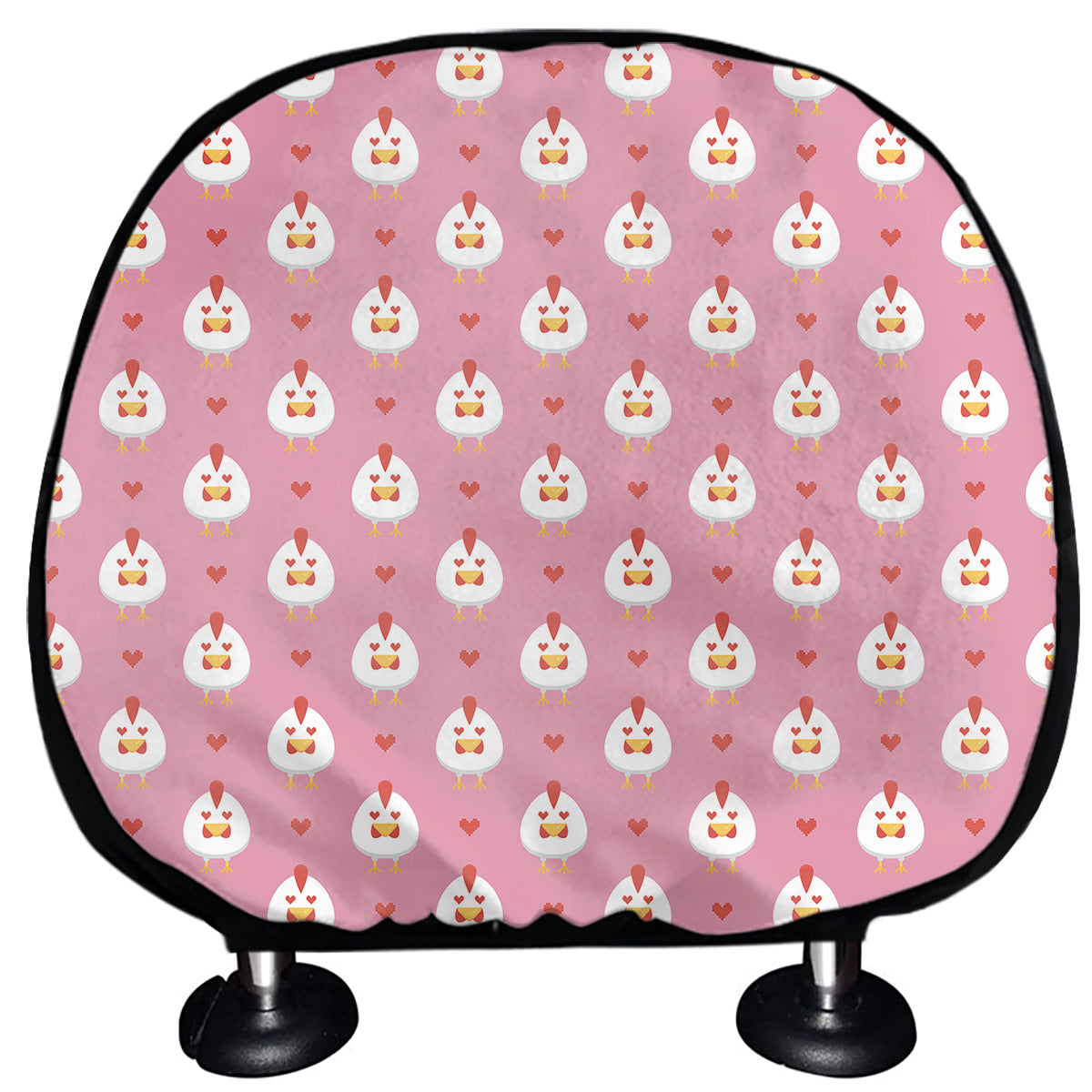Chicken Love Emoji Pattern Print Car Headrest Covers