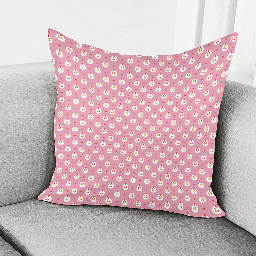 Chicken Love Emoji Pattern Print Pillow Cover