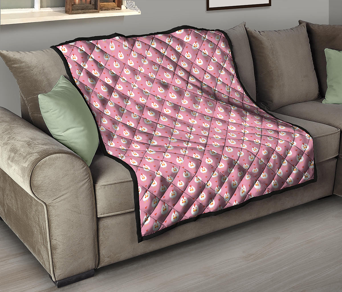 Chicken Love Emoji Pattern Print Quilt