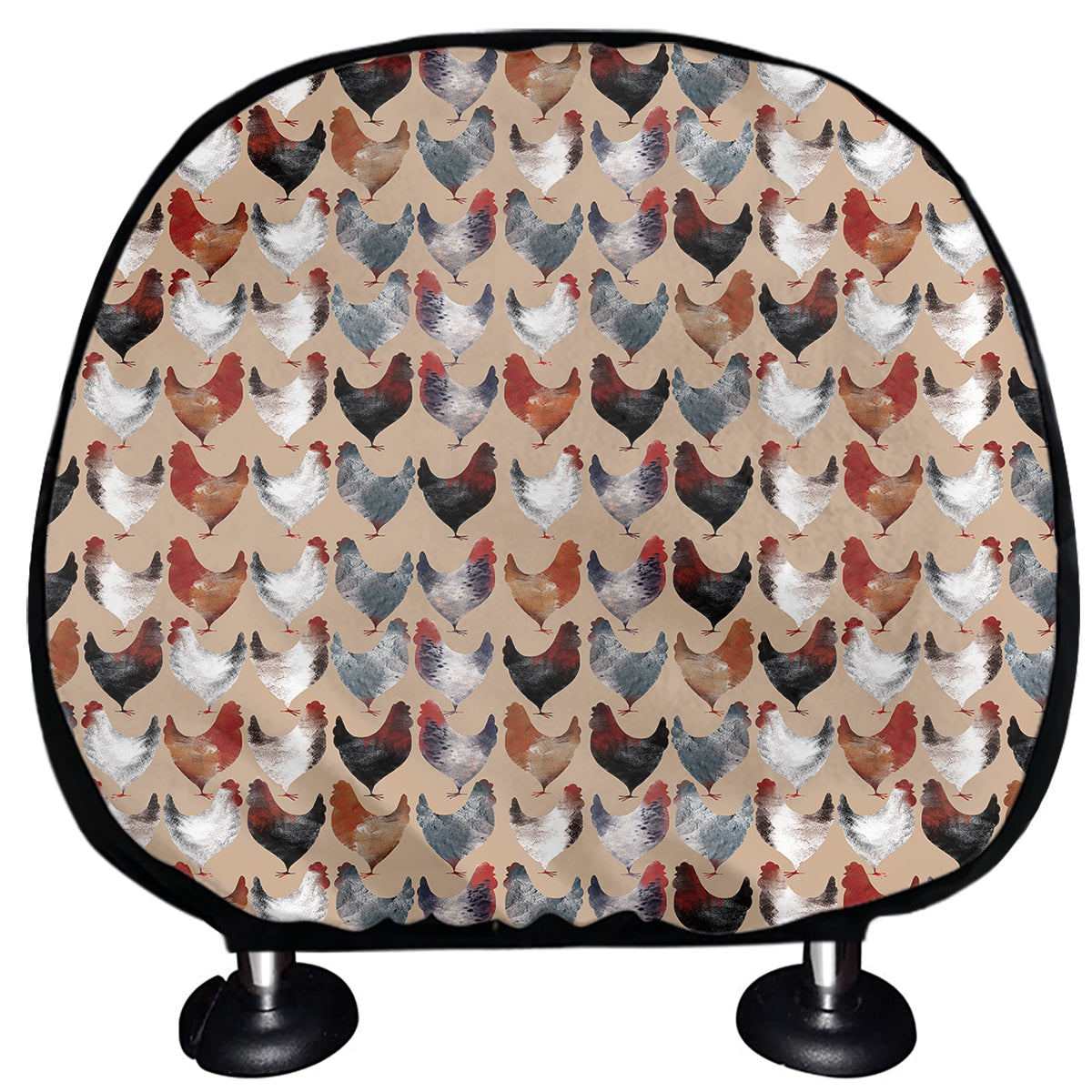 Chicken Painting Pattern Print Car Headrest Covers