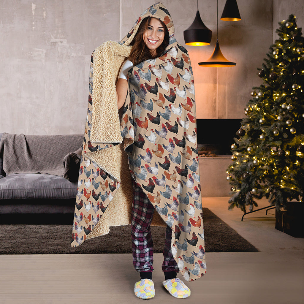 Chicken Painting Pattern Print Hooded Blanket