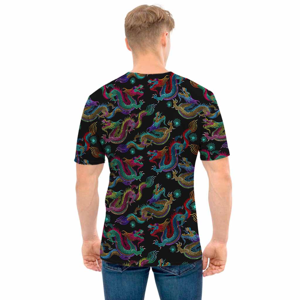 Chinese Dragon Pattern Print Men's T-Shirt