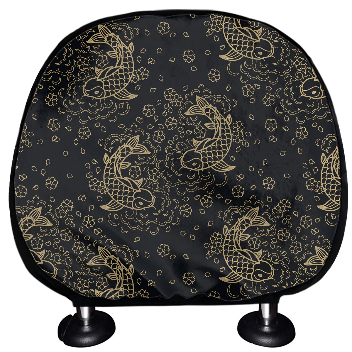 Chinese Koi Carp Pattern Print Car Headrest Covers