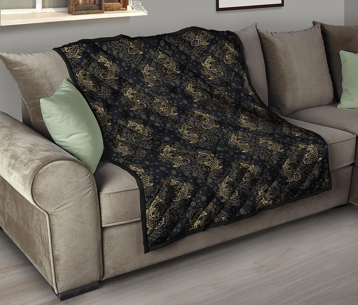 Chinese Koi Carp Pattern Print Quilt