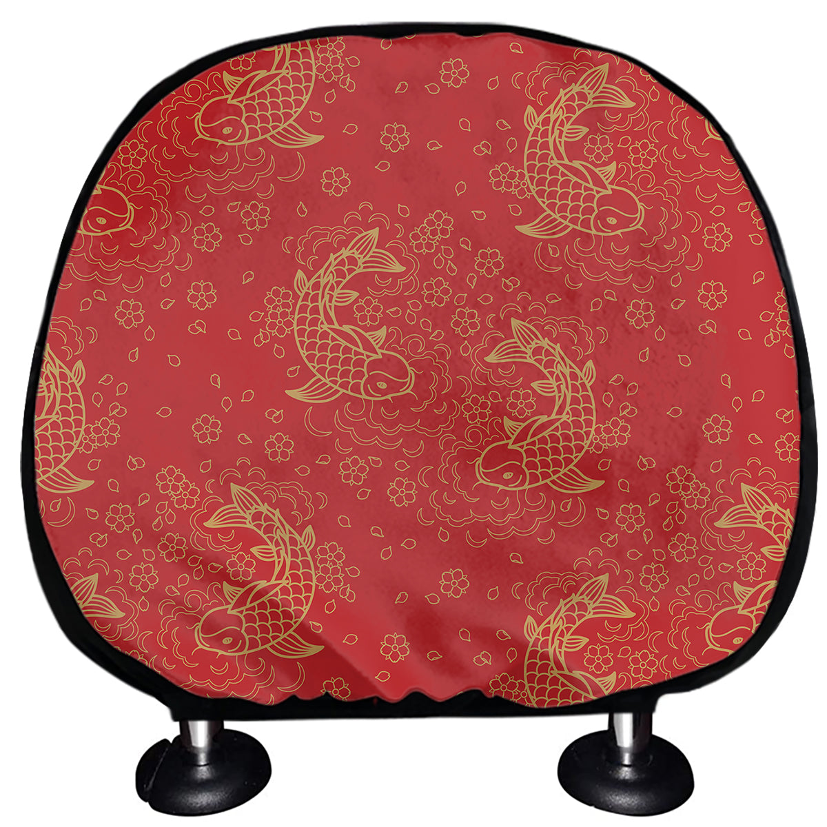 Chinese Koi Fish Pattern Print Car Headrest Covers