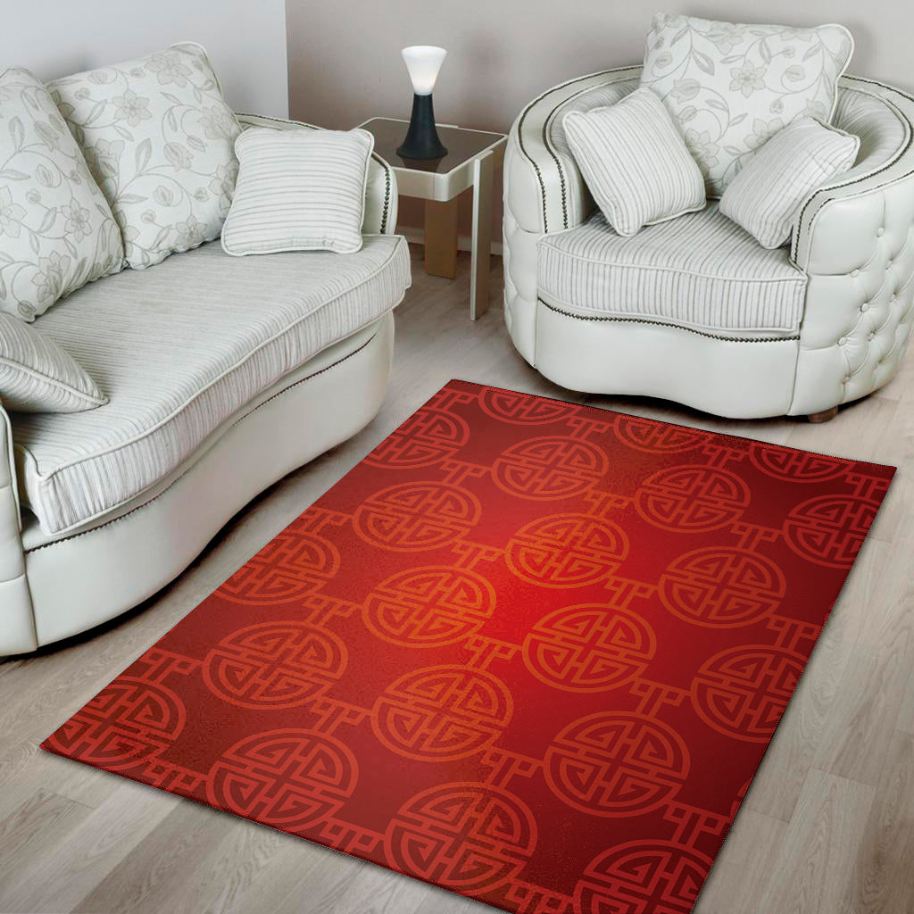 Chinese Lu Symbol Pattern Print Area Rug
