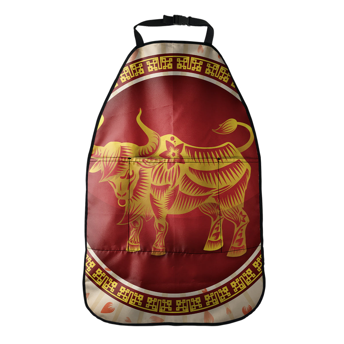 Chinese Ox Zodiac Sign Print Car Seat Organizers