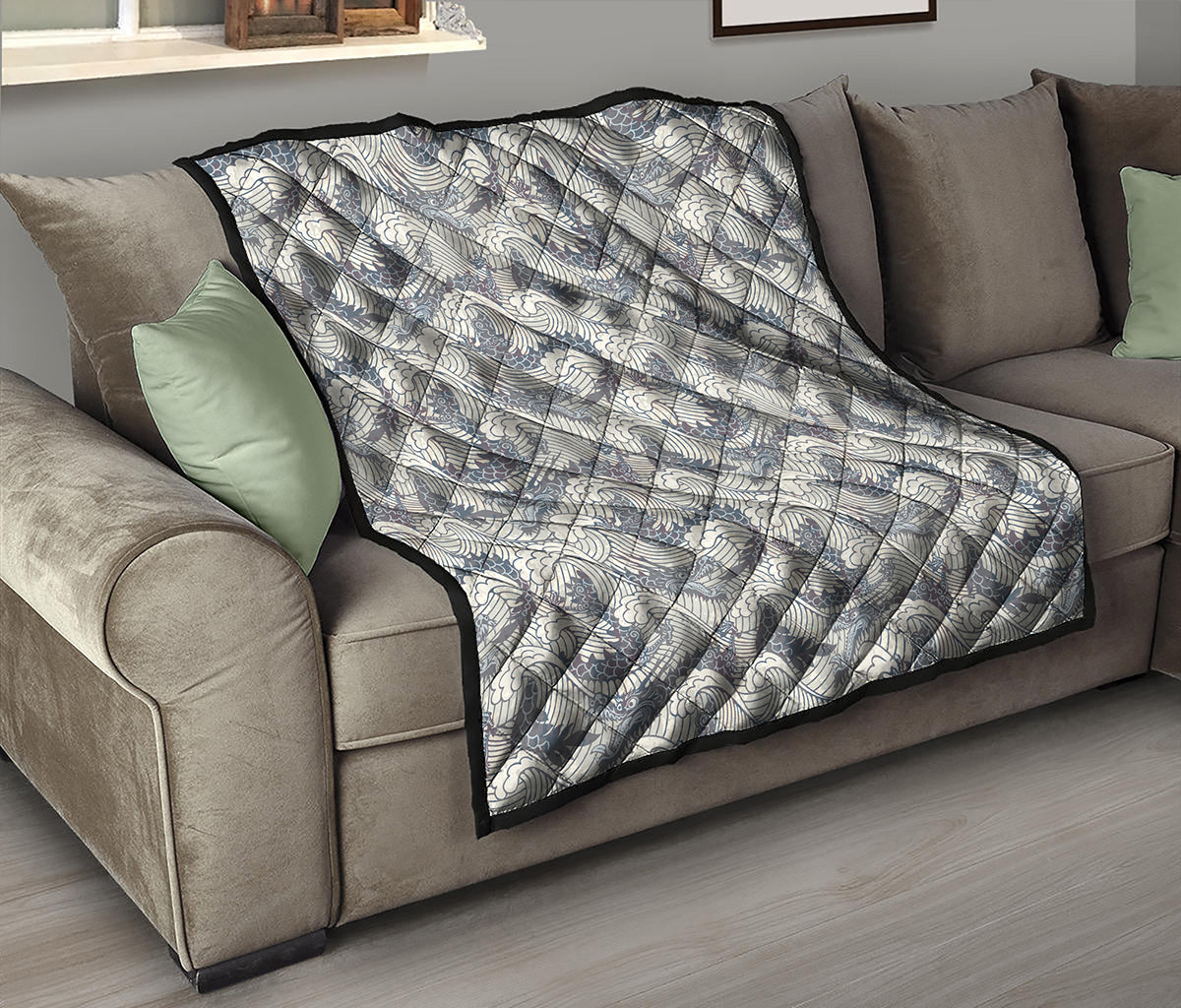 Chinese Sea Dragon Pattern Print Quilt