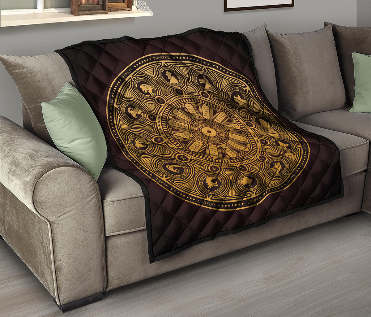 Chinese Zodiac Calendar Signs Print Quilt