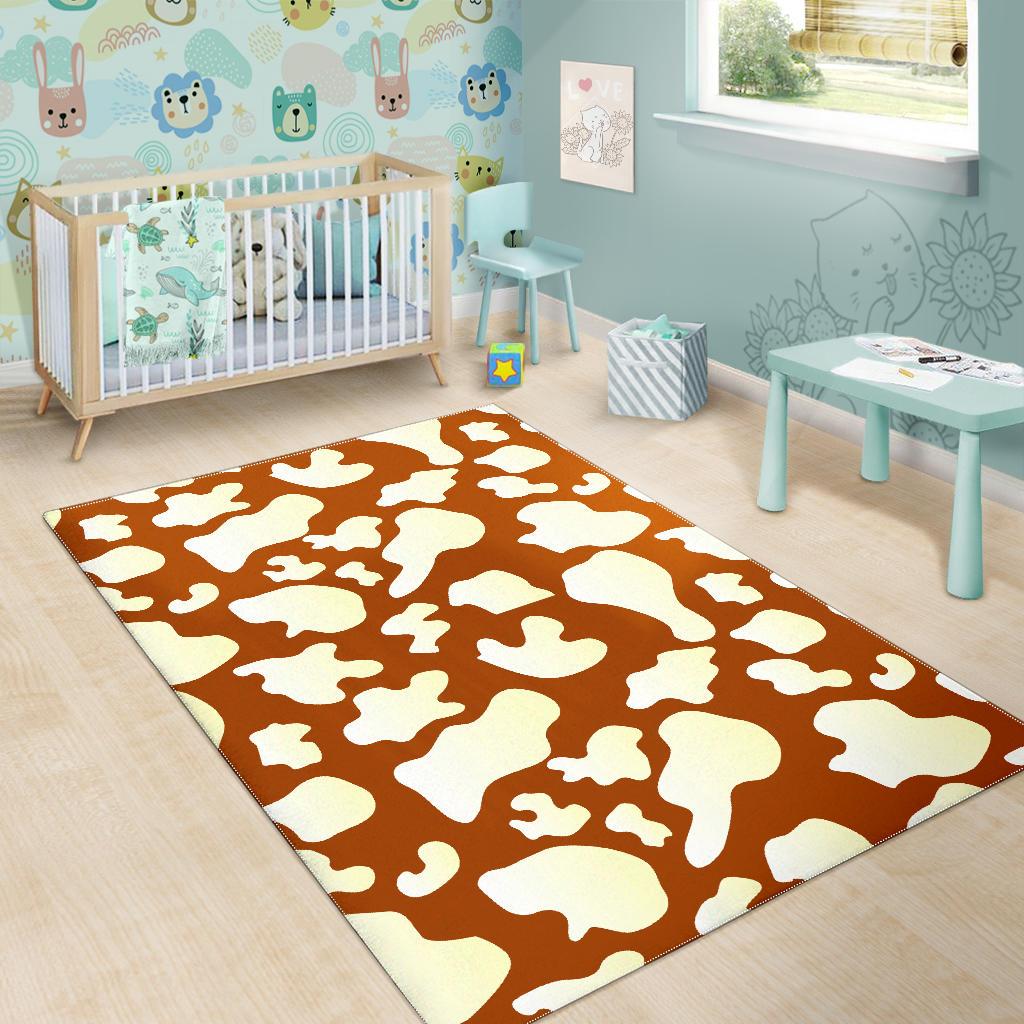 Chocolate And Milk Cow Print Area Rug GearFrost