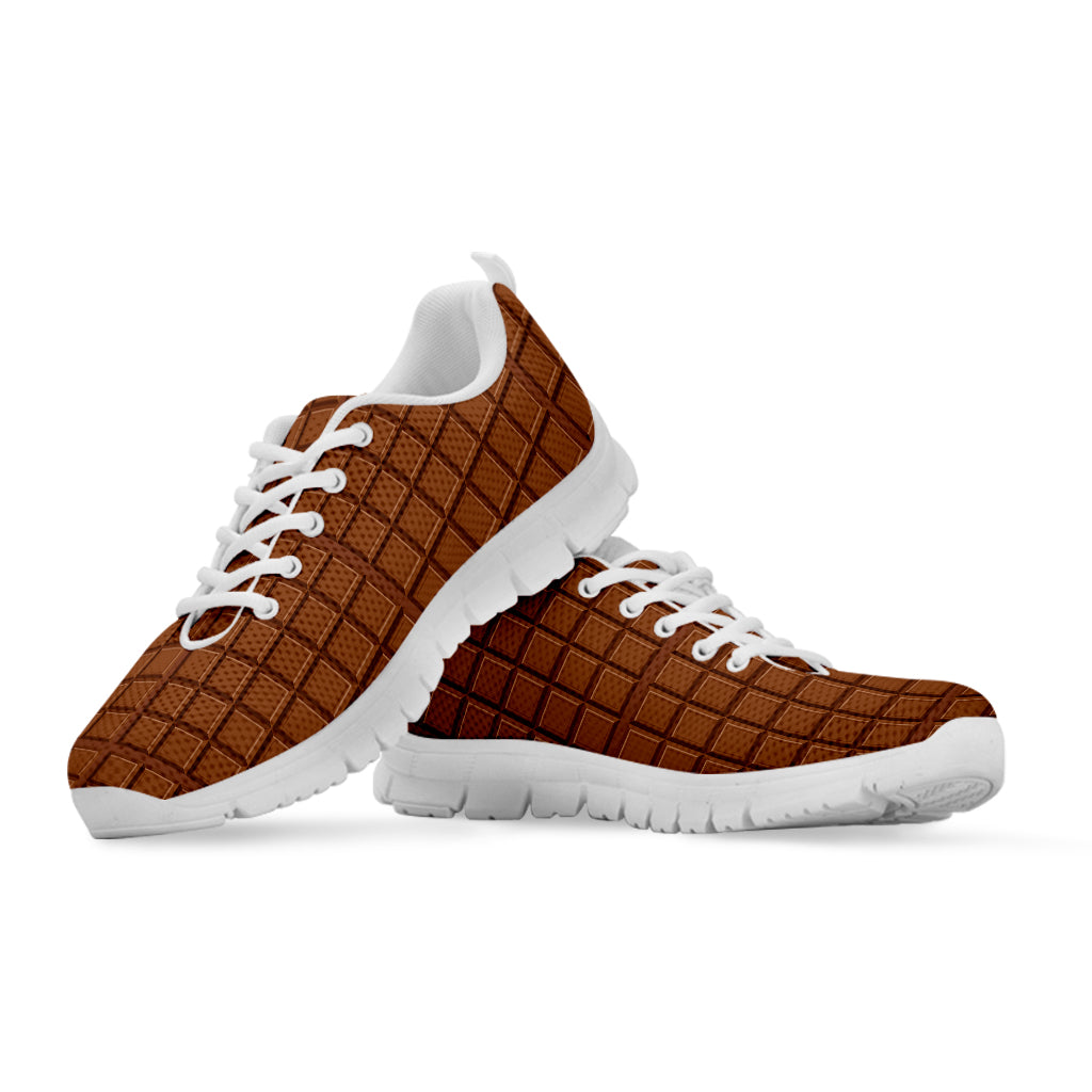 Chocolate Bar Pattern Print White Sneakers
