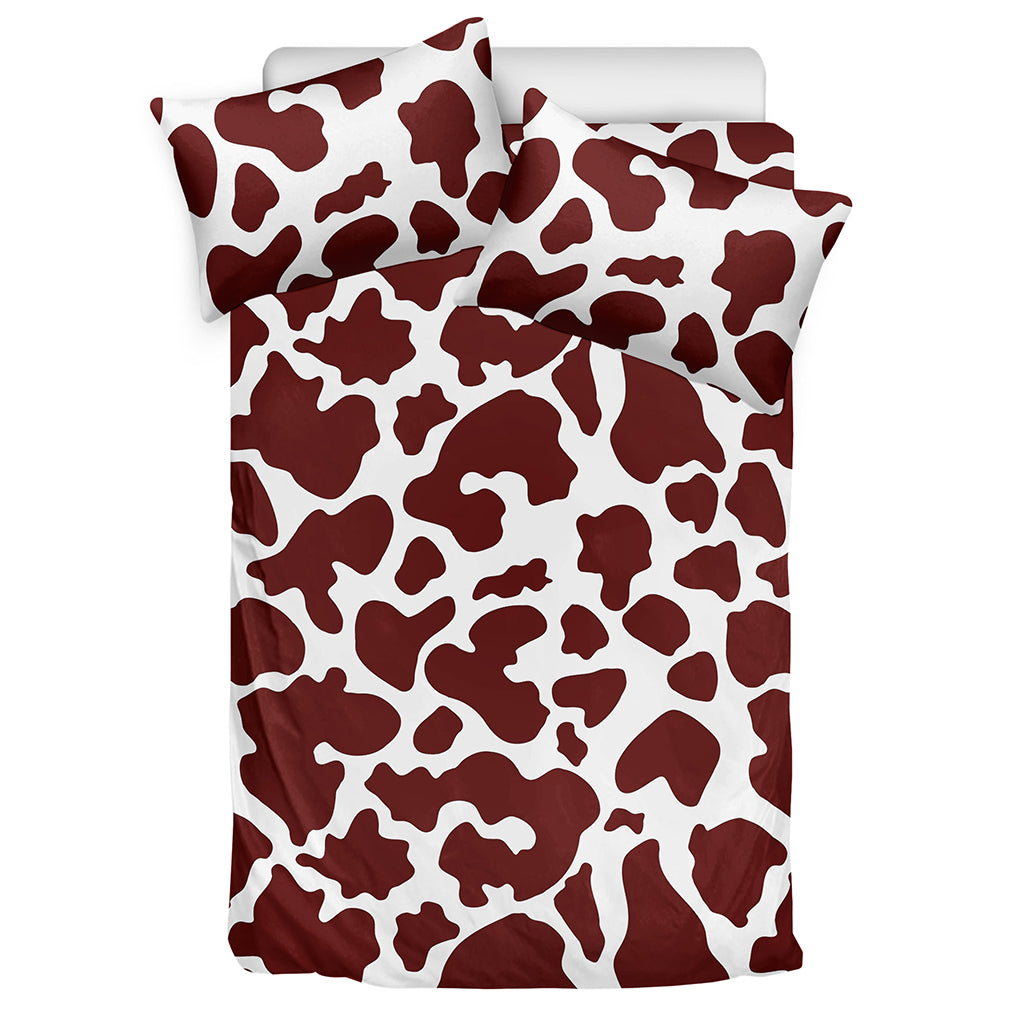 Chocolate Brown And White Cow Print Duvet Cover Bedding Set