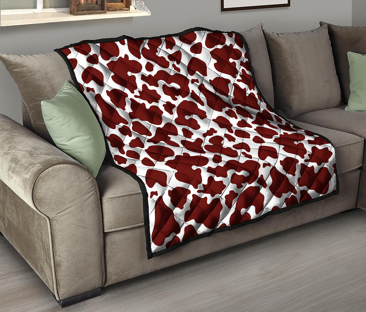 Chocolate Brown And White Cow Print Quilt