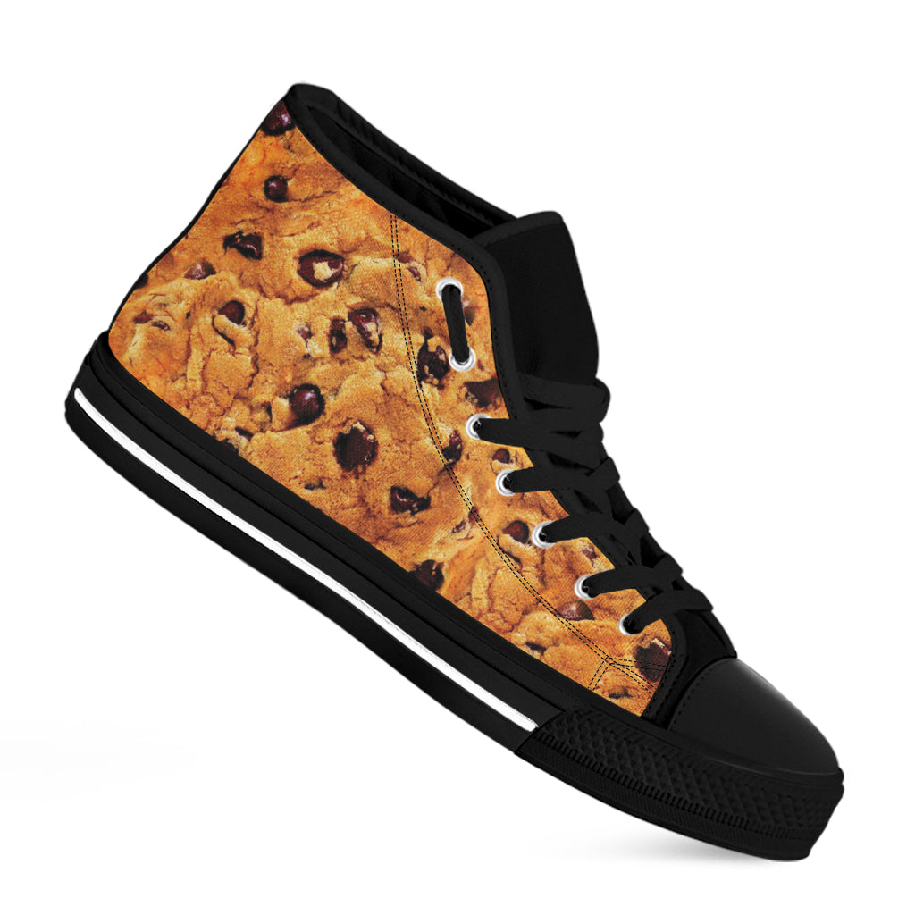 Chocolate Chip Cookie Print Black High Top Shoes