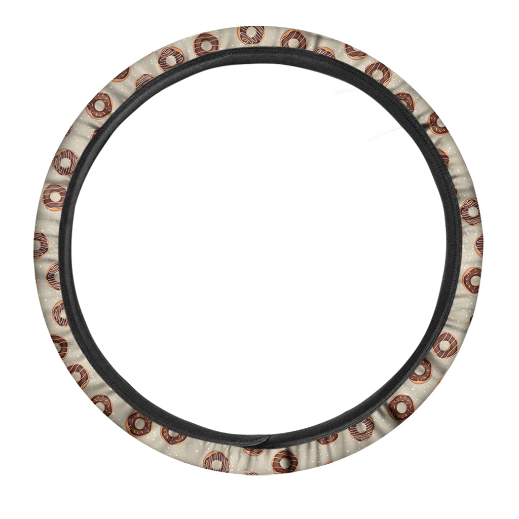 Chocolate Donuts Pattern Print Car Steering Wheel Cover
