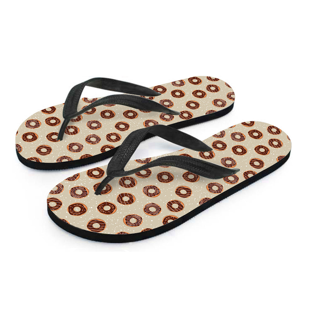 Chocolate Donuts Pattern Print Flip Flops