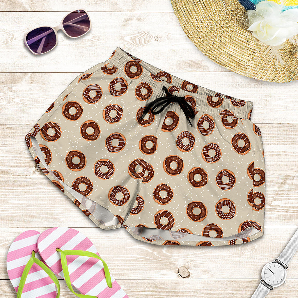 Chocolate Donuts Pattern Print Women's Shorts
