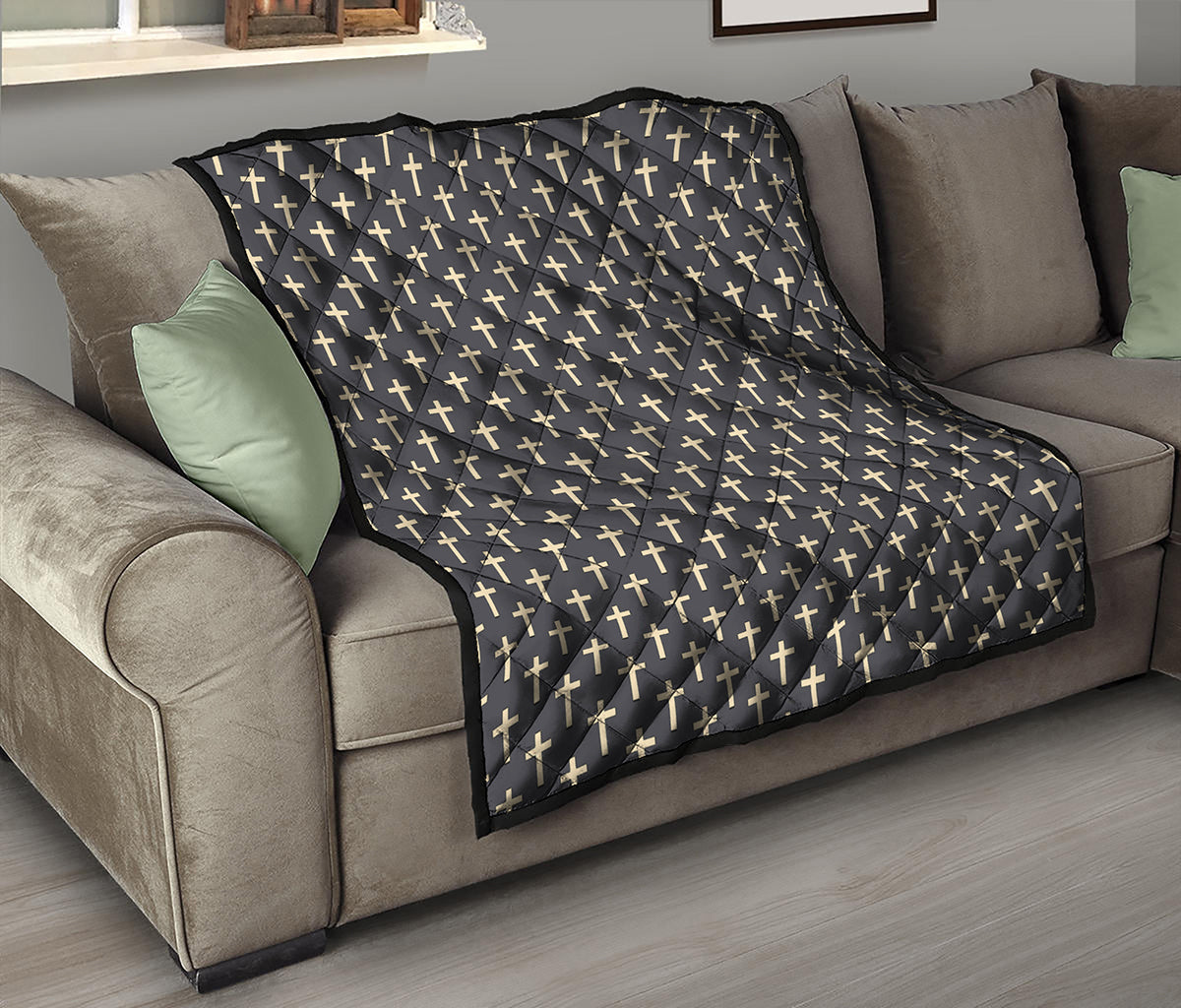 Christian Cross Pattern Print Quilt