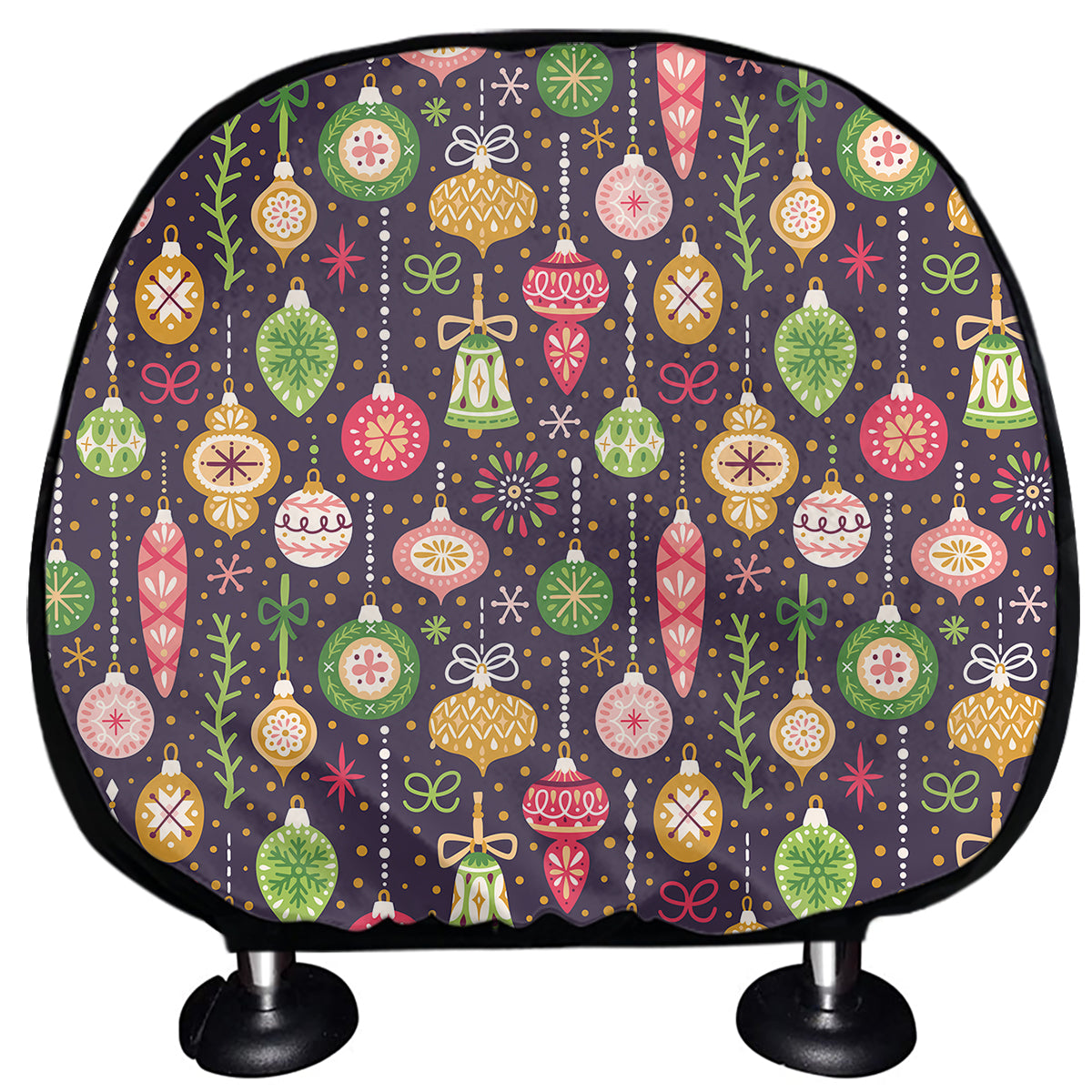 Christmas Baubles Pattern Print Car Headrest Covers
