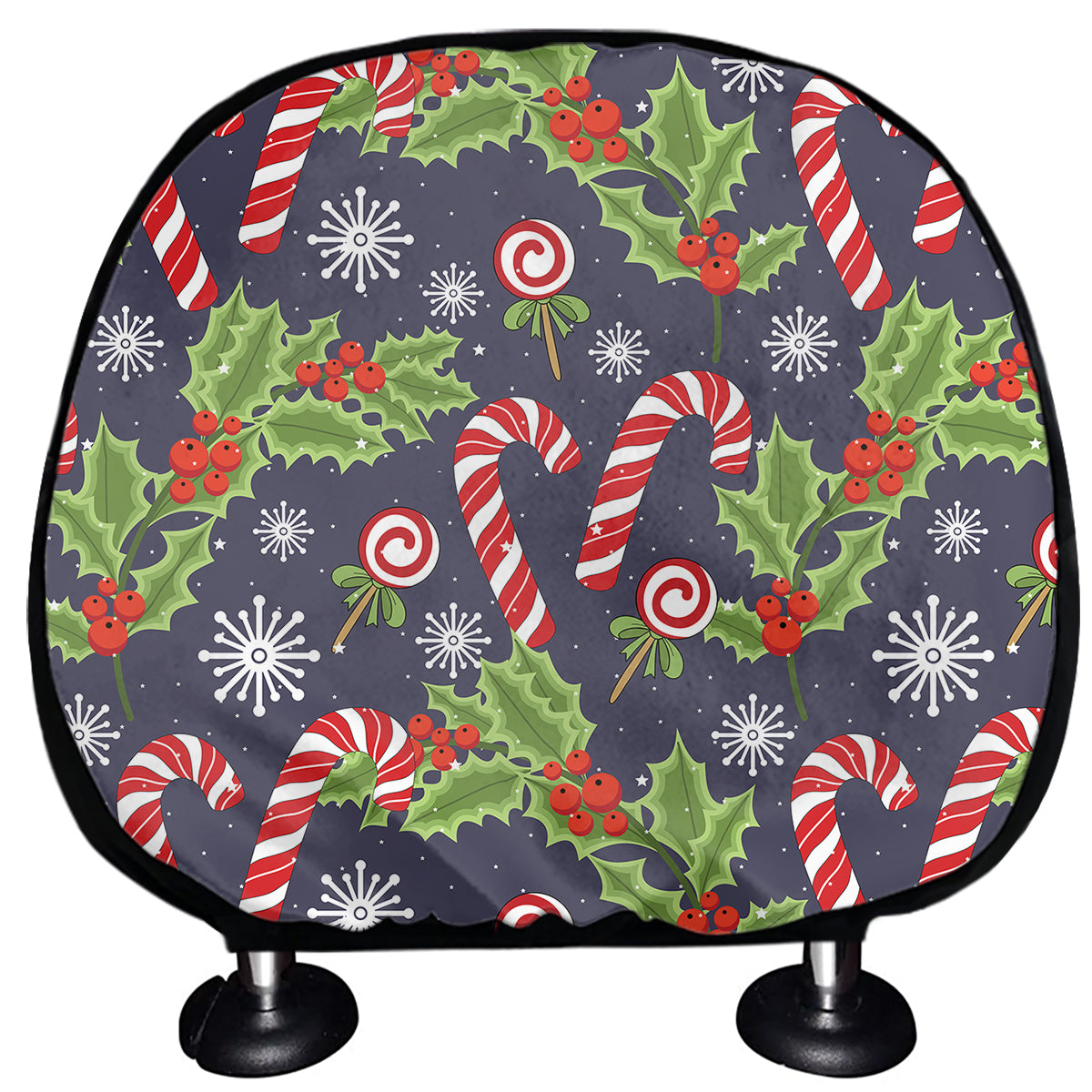 Christmas Berry And Candy Pattern Print Car Headrest Covers