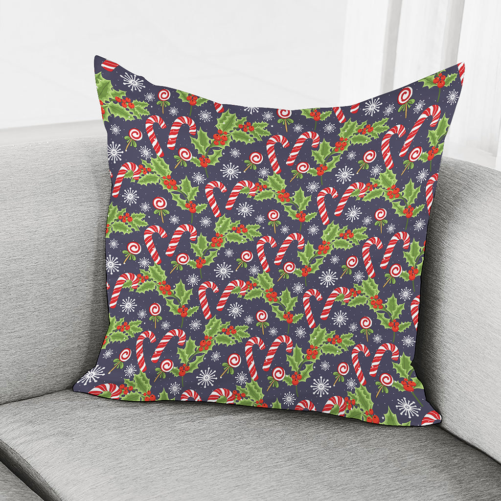 Christmas Berry And Candy Pattern Print Pillow Cover