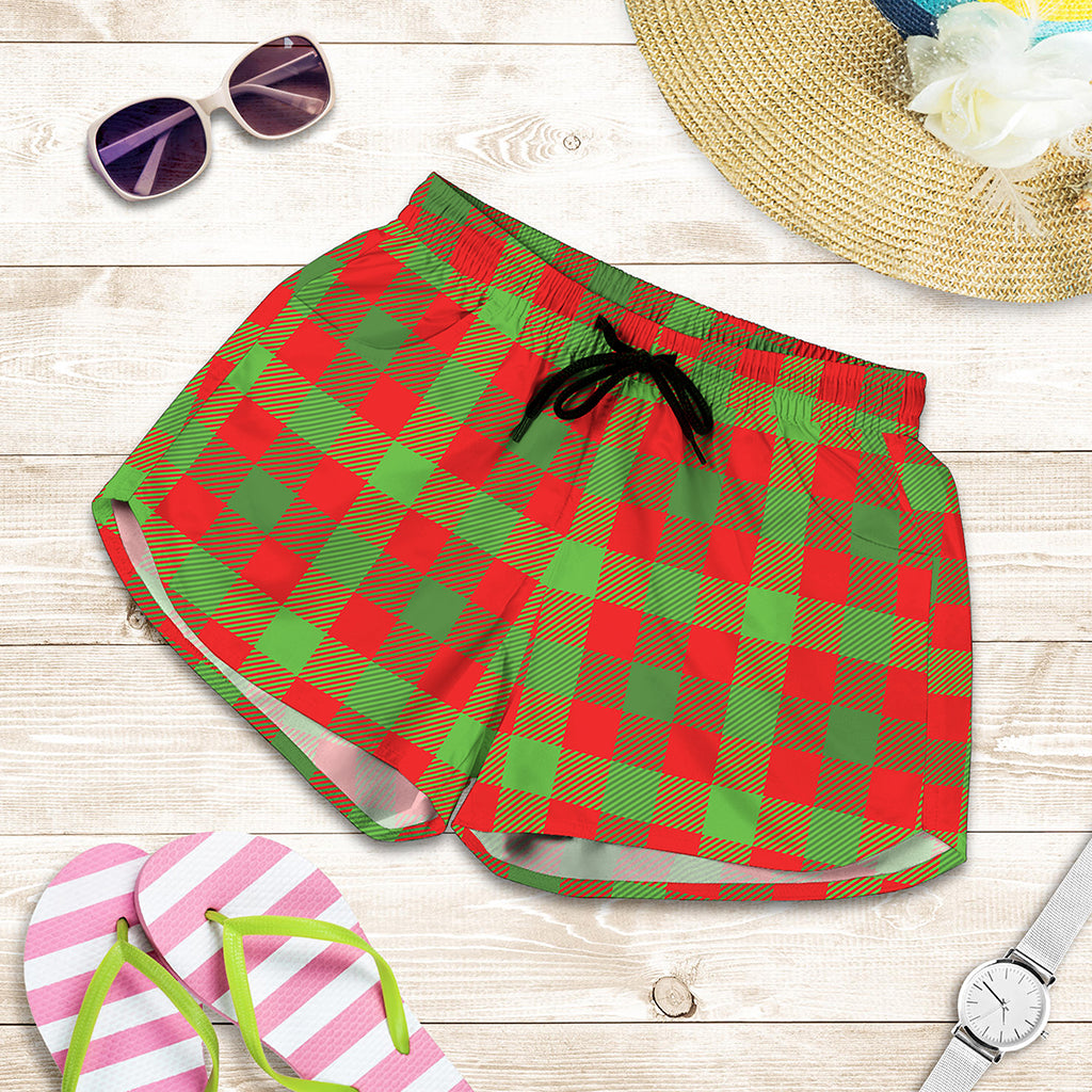 Christmas Buffalo Plaid Print Women's Shorts