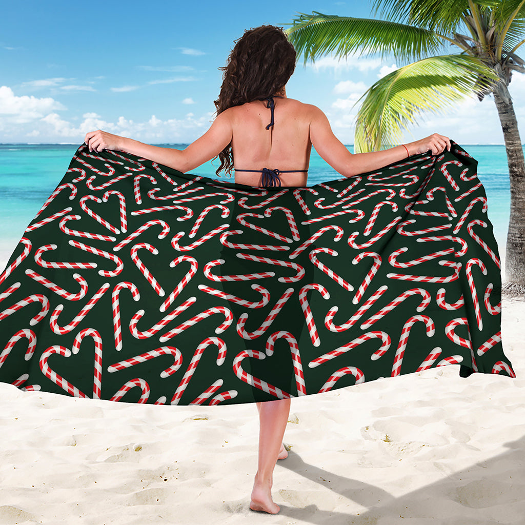Christmas Candy Cane Pattern Print Beach Sarong Wrap