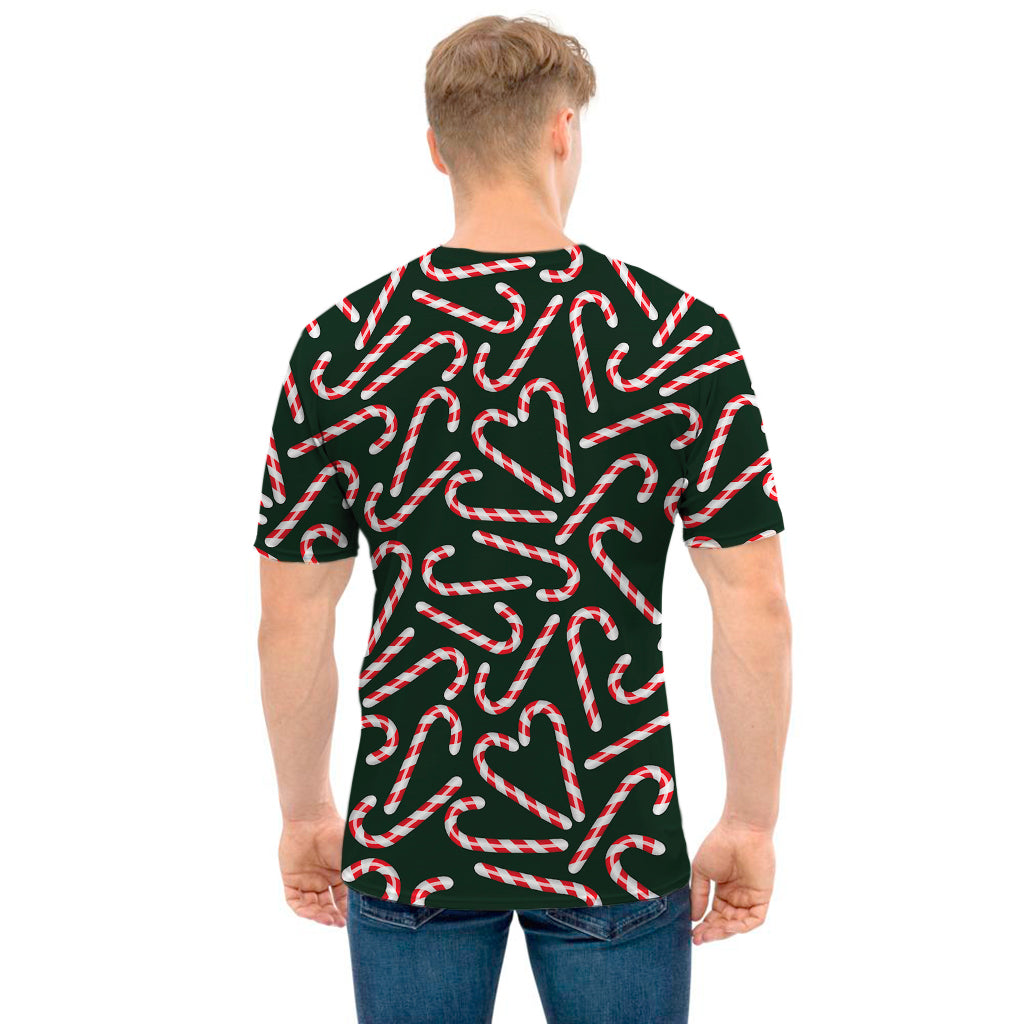 Christmas Candy Cane Pattern Print Men's T-Shirt