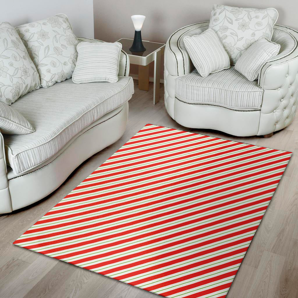Christmas Candy Cane Stripe Print Area Rug