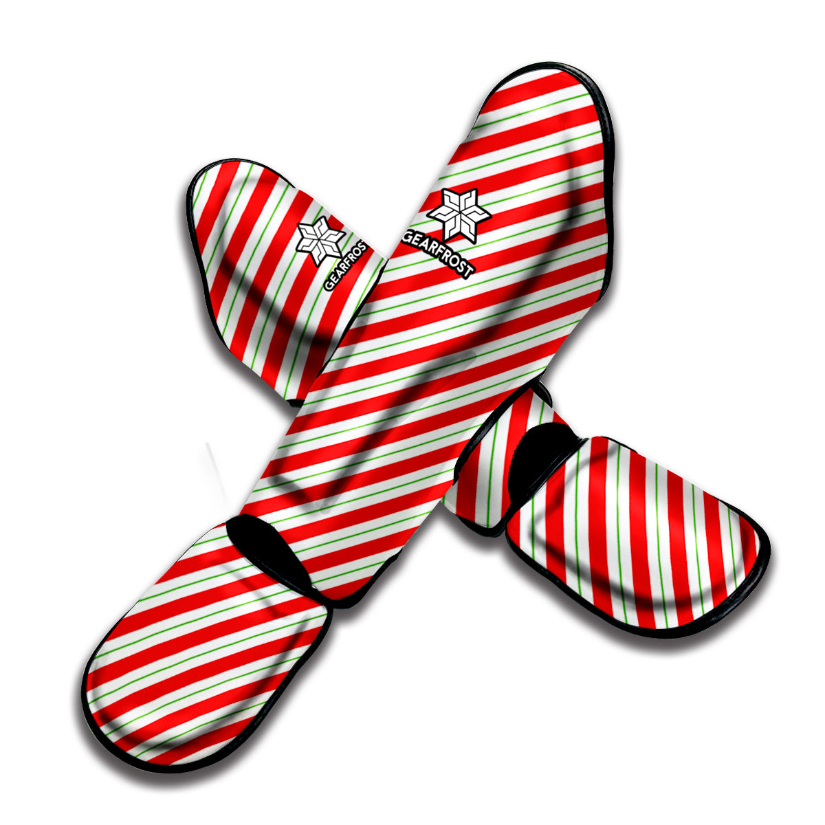 Christmas Candy Cane Stripe Print Muay Thai Shin Guard