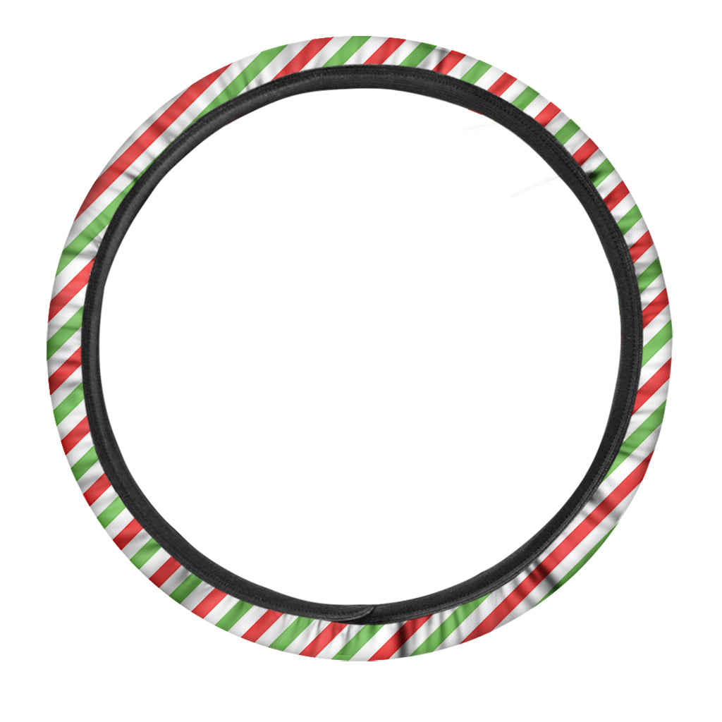 Christmas Candy Cane Striped Print Car Steering Wheel Cover